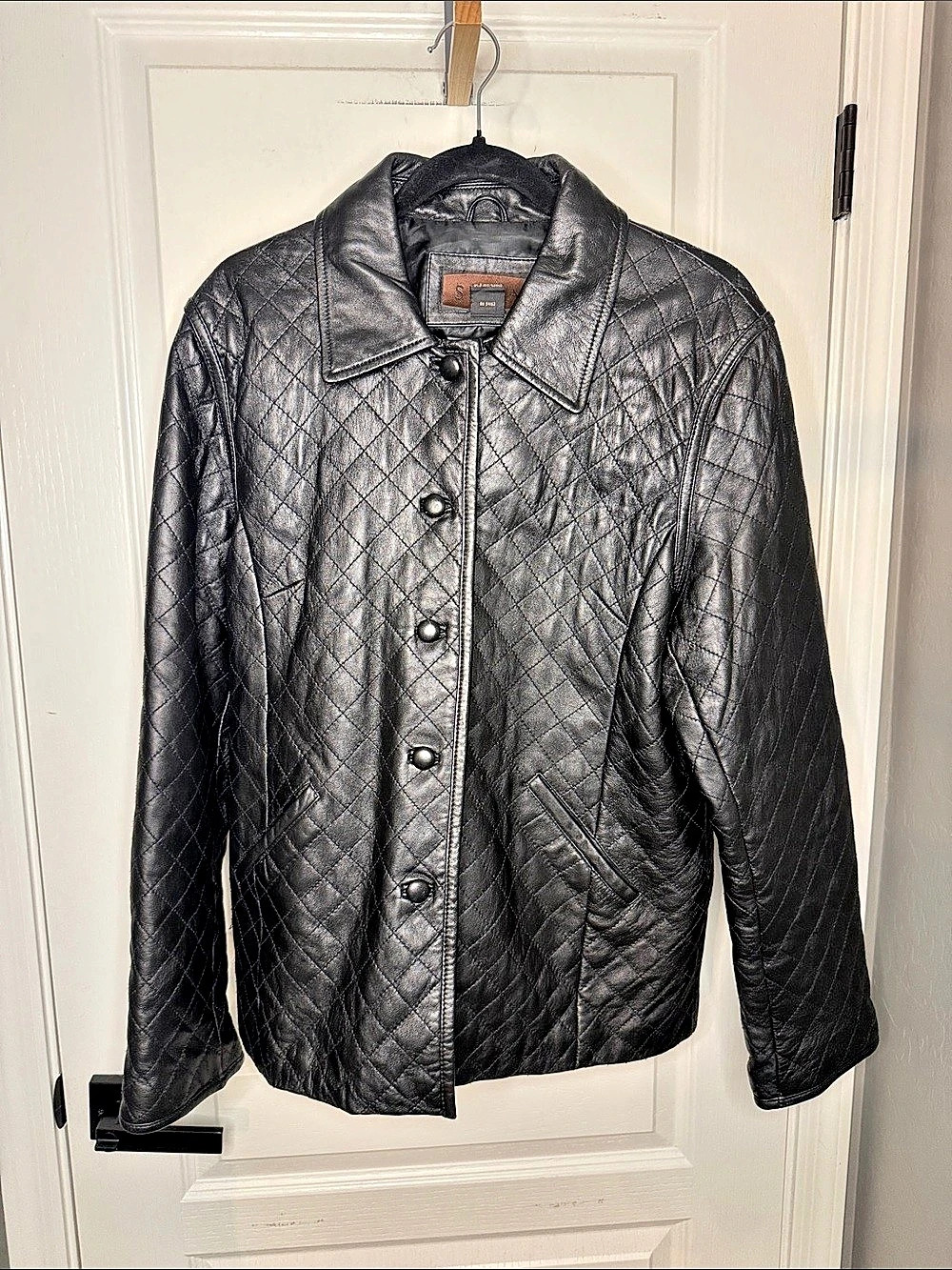 Siena Quilted Leather Jacket in Black Size 16 Like New
